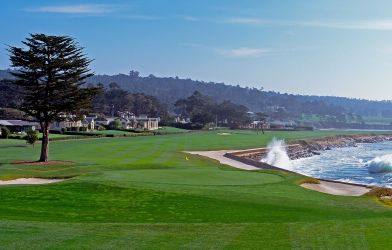 Waves by the green at Pebble Beach